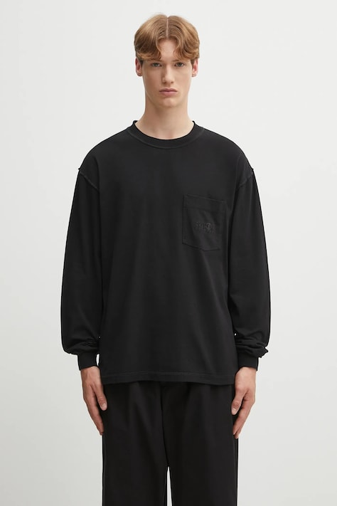 MM6 Maison Margiela cotton longsleeve top black color with an application SH0NH0016.M20050.900