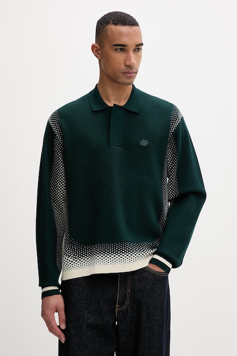 Sveter Filling Pieces Knit Shirt Rugby zelená farba, 422571500243