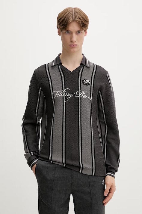 Filling Pieces pulover za muškarce s viskozom Knit Football Jersey sivi 422574500148