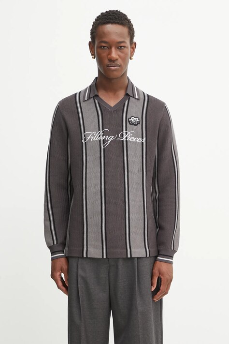 Filling Pieces sweter męski z wiskozą Knit Football Jersey szary 422574500148