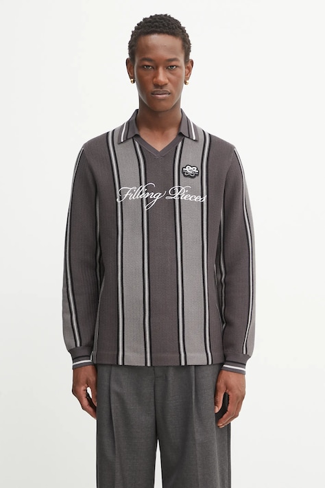 Filling Pieces sweter męski z wiskozą Knit Football Jersey szary 422574500148
