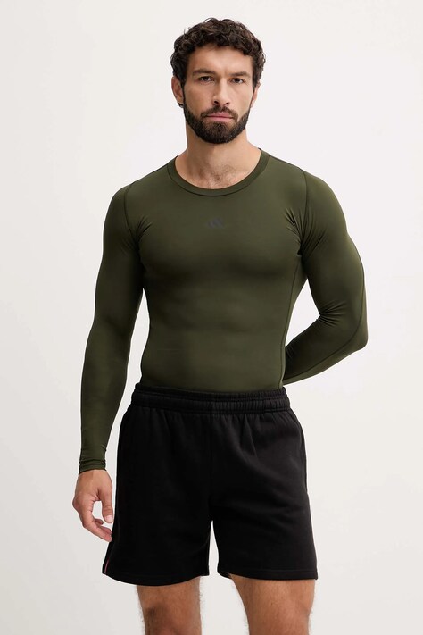 adidas Performance longsleeve sportowy Techfit Compression kolor zielony gładki JX2560