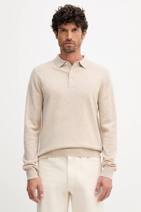 Barbour maglione in lana HUTHERSTON uomo colore beige  MKN1670