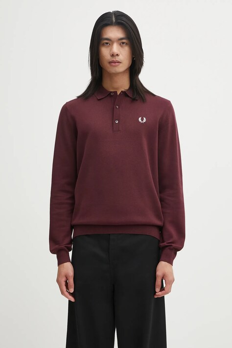 Fred Perry maglione in lana uomo colore granata  K4535
