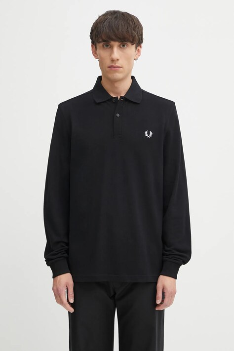 Fred Perry longsleeve bawełniany kolor czarny gładki M6006