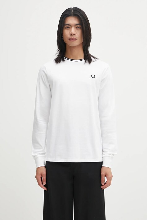 Fred Perry tricou din bumbac culoarea alb, uni, M9602