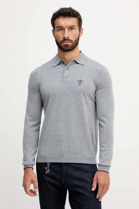 Aeronautica Militare pulover de lână culoarea gri, light, MA1607UL00415