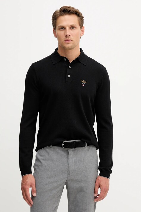 Aeronautica Militare pulover de lână culoarea negru, light, MA1607UL00415