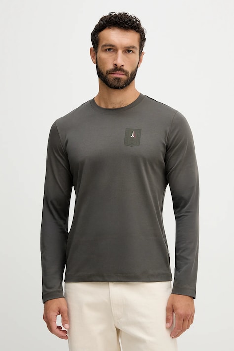 Aeronautica Militare longsleeve din bumbac culoarea gri, cu imprimeu, TS2450UJ00663