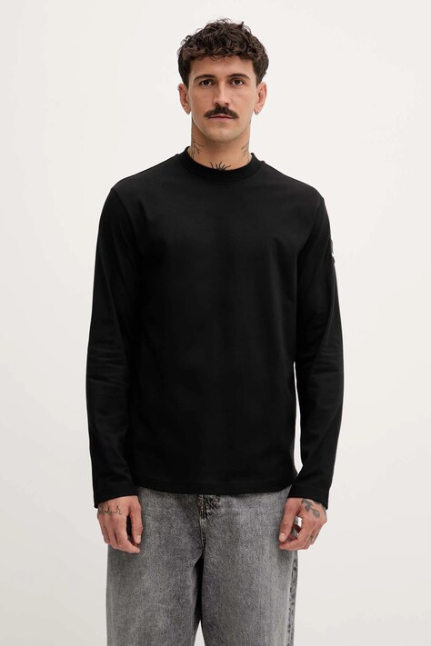Karl Lagerfeld Jeans longsleeve din bumbac culoarea negru, uni, A4M17085