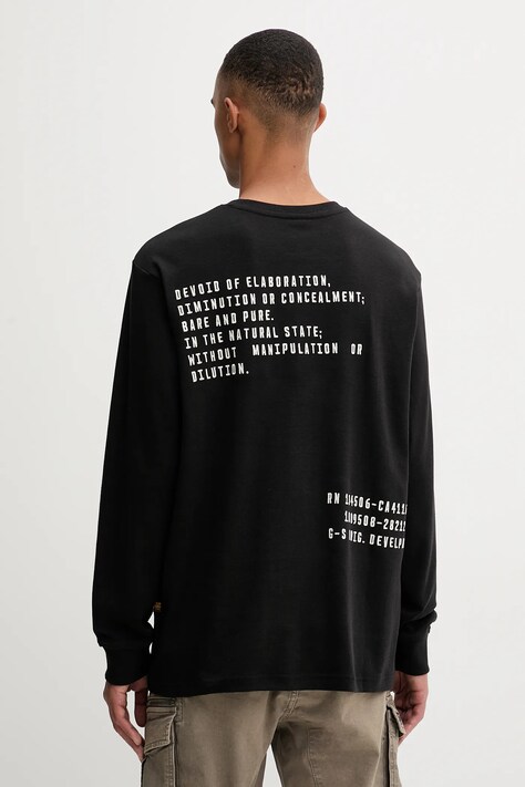 G-Star longsleeve bawełniany kolor czarny z nadrukiem D26835.D976