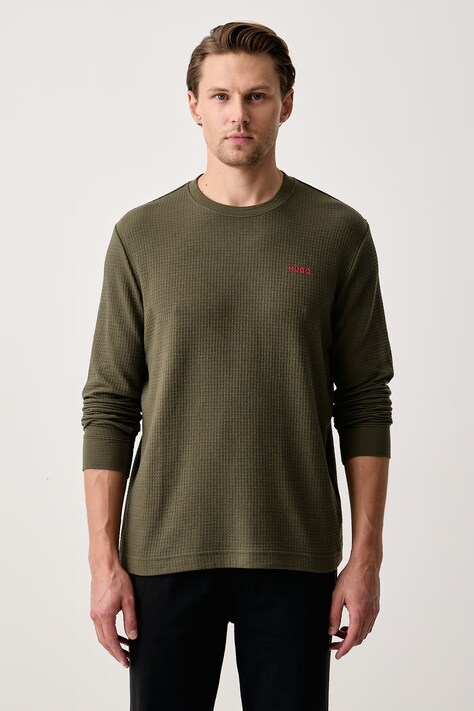 HUGO Longsleeve lounge pentru bărbați cu bumbac Austin LS Shirt verde 50532022