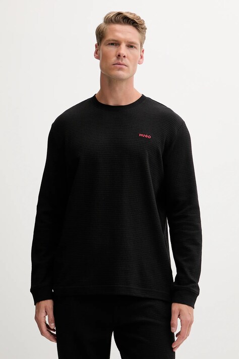 HUGO longsleeve lounge kolor czarny gładki 50532022