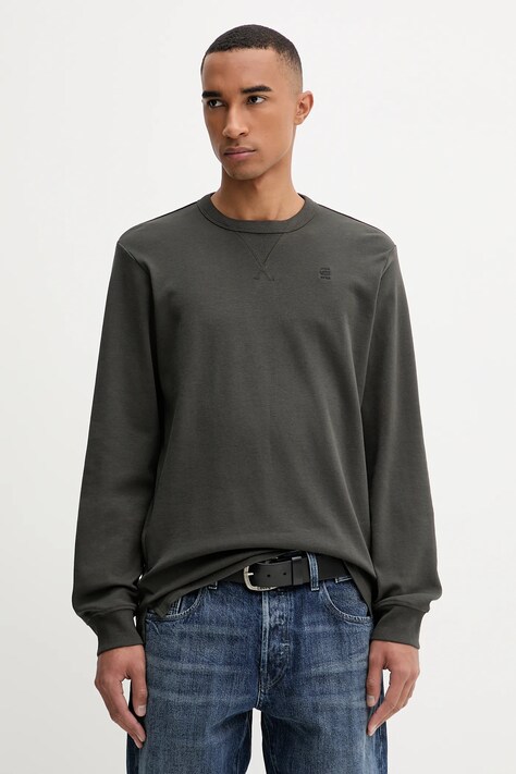 G-Star longsleeve bawełniany kolor zielony gładki D25076.D976