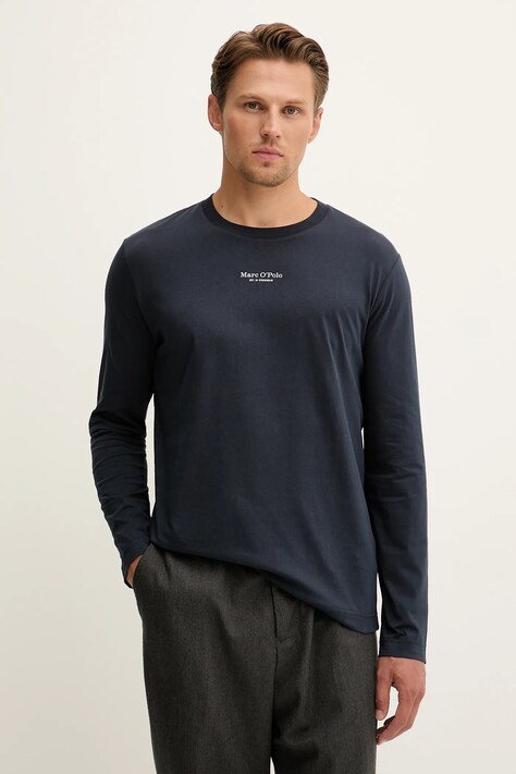 Marc O'Polo longsleeve bawełniany kolor granatowy z nadrukiem 528201252020