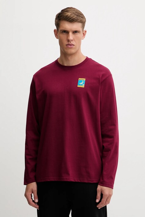 LA Sportiva longsleeve bawełniany Moon Climb kolor bordowy z aplikacją ZACL009