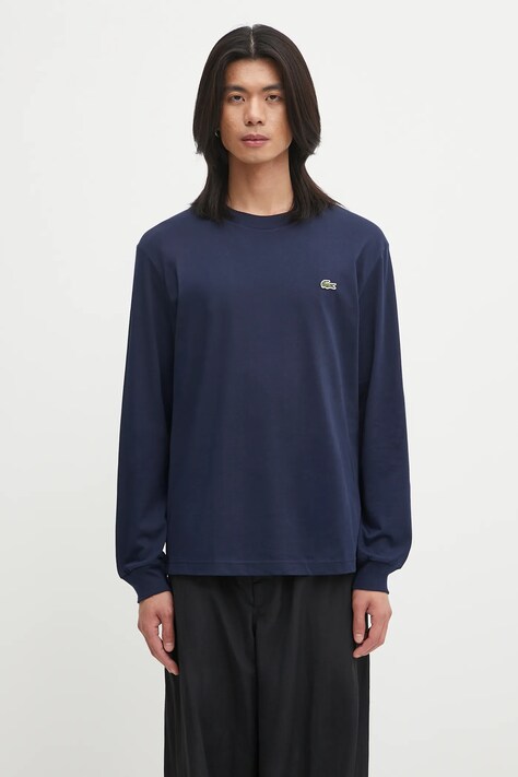 Lacoste top a maniche lunghe in cotone colore blu navy TH7307