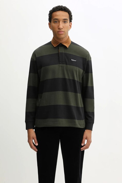 Pamučna majica dugih rukava Barbour Newclose OS Rugby Shirt s uzorkom, MML1513BK31