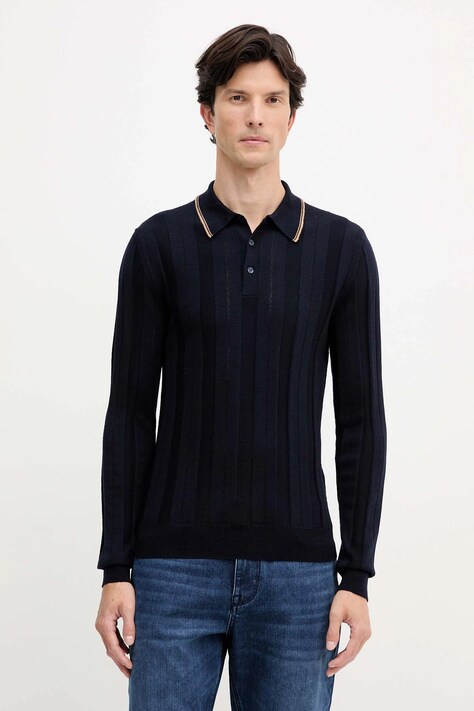 Trussardi sweter wełniany męski kolor granatowy lekki M0048000006N