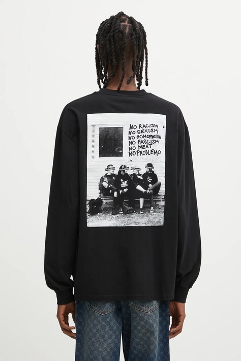 No Problemo longsleeve bawełniany No War kolor czarny z nadrukiem NP6002404