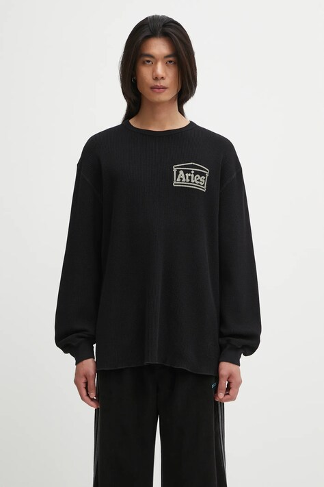 Aries longsleeve bawełniany Reversible Temple kolor czarny z nadrukiem AR4066604