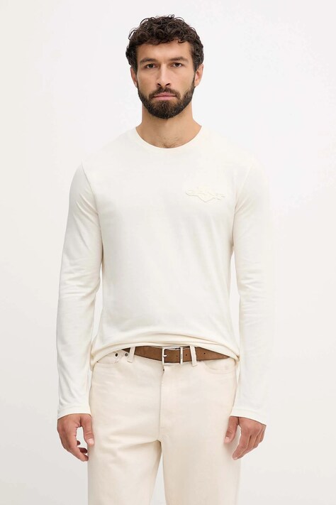 Gant longsleeve bawełniany kolor beżowy gładki 2003369
