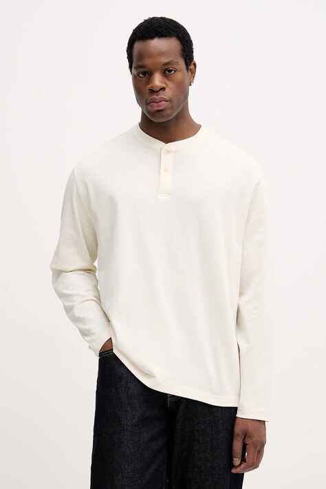 United Colors of Benetton longsleeve bawełniany kolor beżowy gładki 3L6PU10B6