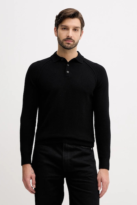 United Colors of Benetton sweter wełniany męski kolor czarny lekki 1006U301Q