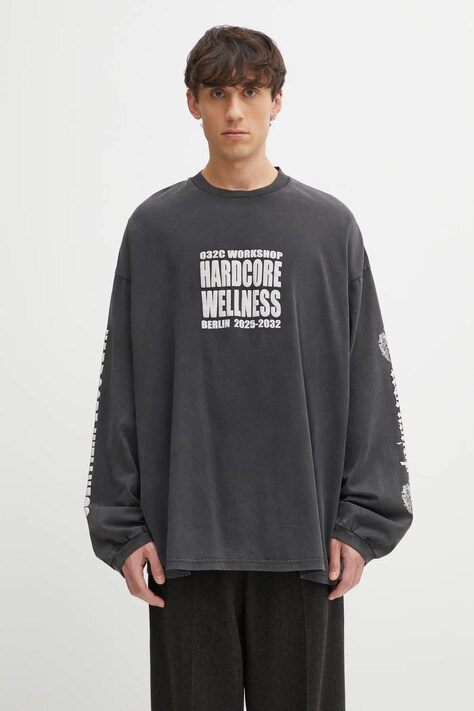 032C t-shirt bawełniany 'Hardcore Wellness' kolor czarny z nadrukiem F25.URC.0274.050