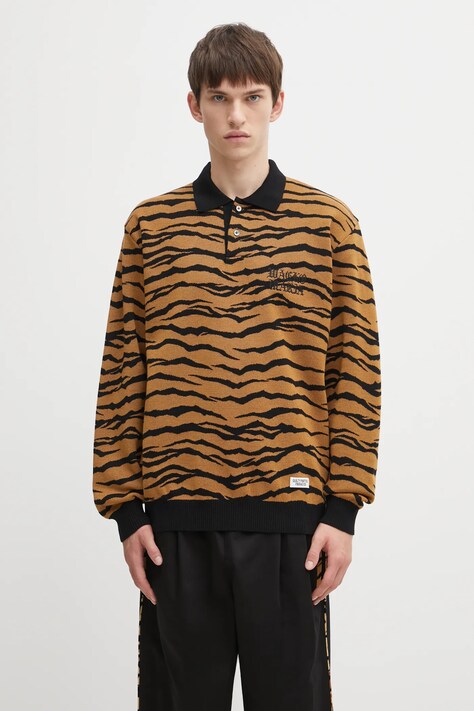 Wacko Maria sweter wełniany Tiger męski kolor brązowy 25FW-WMK-KN10