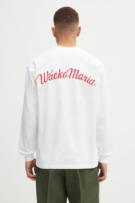 Wacko Maria longsleeve bawełniany kolor biały z nadrukiem 25FW-WMT-LT05