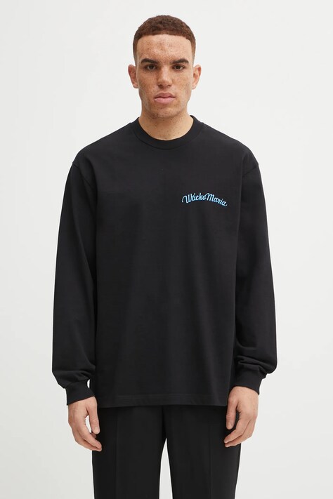 Wacko Maria longsleeve bawełniany kolor czarny z nadrukiem 25FW-WMT-LT05