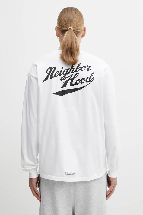 NEIGHBORHOOD longsleeve bawełniany NH . TEE LS-2 kolor biały z nadrukiem 252PCNH.LT02