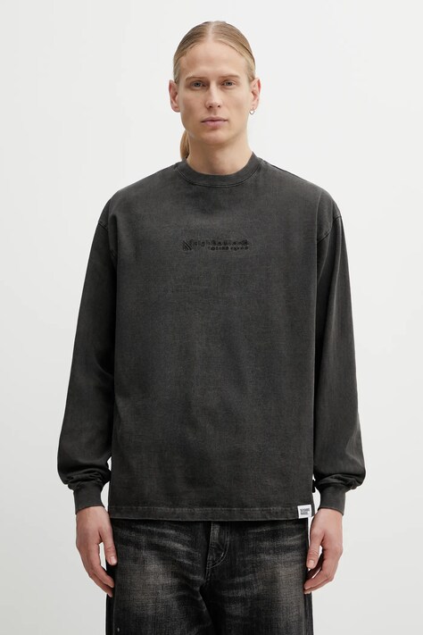 NEIGHBORHOOD longsleeve bawełniany PIGMENT DYED kolor szary z aplikacją 252FPNH.CSM06