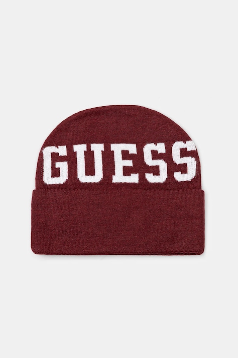 Guess czapka dziecięca kolor bordowy z cienkiej dzianiny L5YZ04 Z3GW0