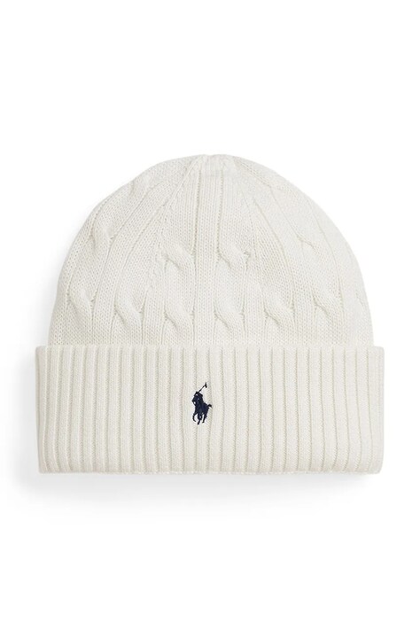 Otroška bombažna kapa Polo Ralph Lauren bež barva, 323980663009