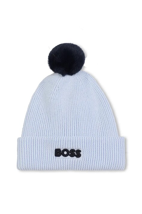 BOSS czapka bawełniana dziecięca kolor niebieski J52595