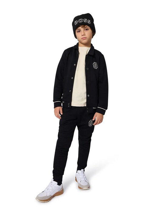 BOSS căciulă din lână pentru copii culoarea negru, J52617