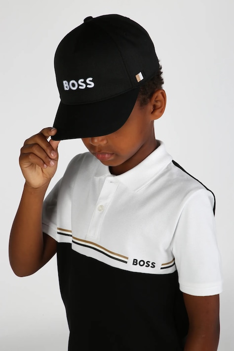 Dětská bavlněná čepice BOSS černá barva, J52628