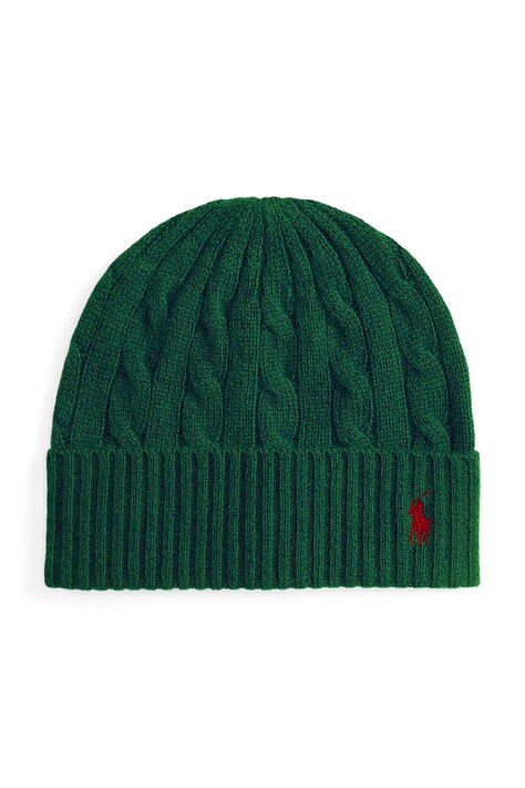 Volnena kapa Polo Ralph Lauren zelena barva, 455981442