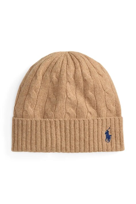 Volnena kapa Polo Ralph Lauren bež barva, 455981442