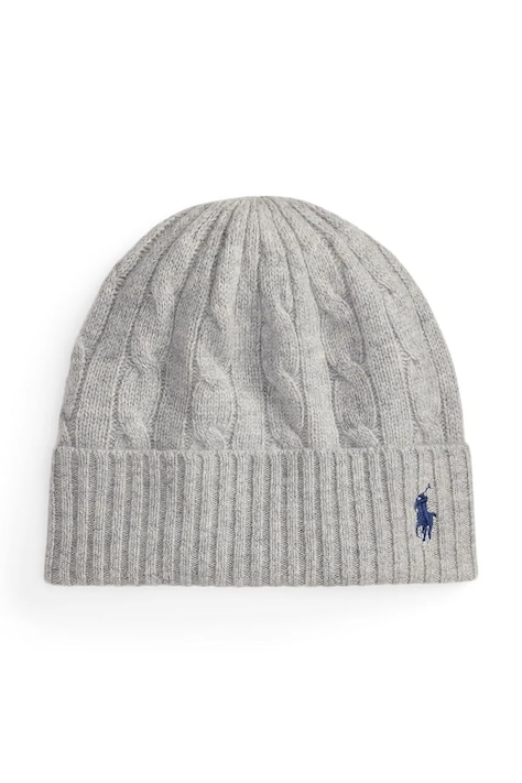 Vlněná čepice Polo Ralph Lauren šedá barva, 455981442