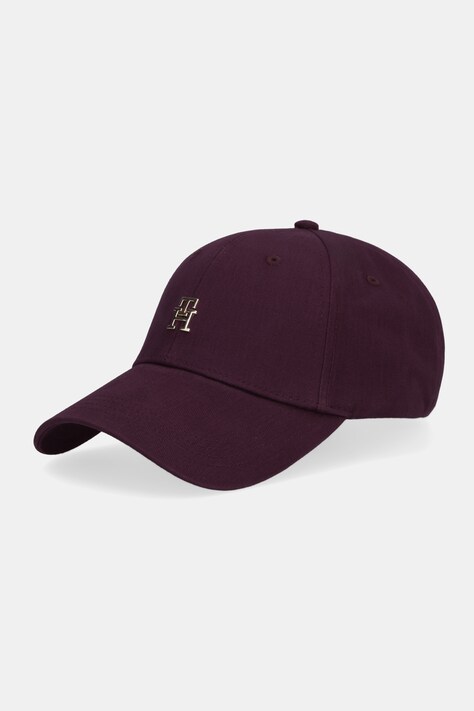 Tommy Hilfiger czapka z daszkiem bawełniana kolor bordowy z aplikacją AW0AW17631