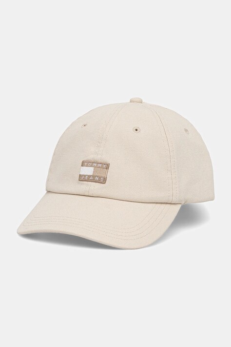 Bavlněná baseballová čepice Tommy Jeans béžová barva, AW0AW17580