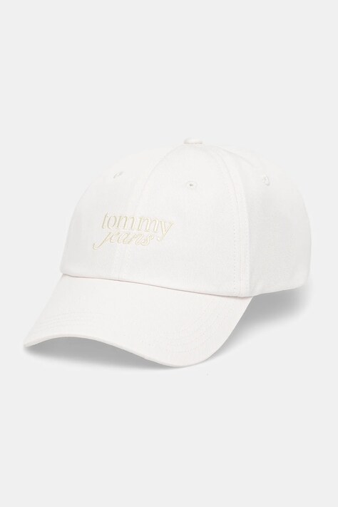 Tommy Jeans czapka z daszkiem bawełniana kolor biały AW0AW17815