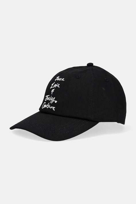 Βαμβακερό καπέλο του μπέιζμπολ Juicy Couture PEACE LOVE AND JUICY CAP χρώμα: μαύρο, JCAWH225703
