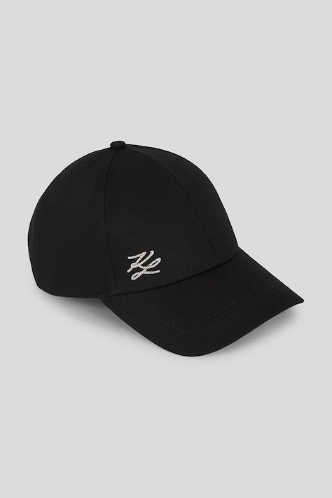 Памучна шапка Karl Lagerfeld K/AUTOGRAPH в черно A3W33015