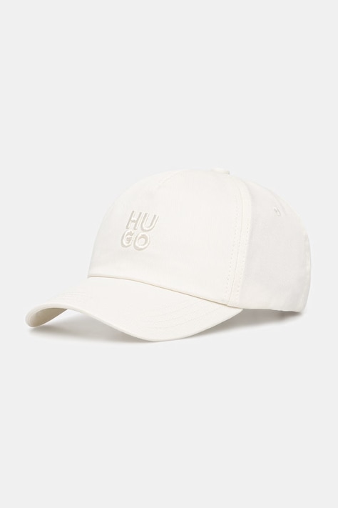 HUGO czapka z daszkiem damska bawełniana Asya biała 50546581