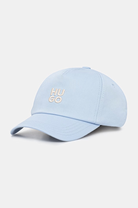 HUGO czapka z daszkiem damska bawełniana Asya niebieska 50546581
