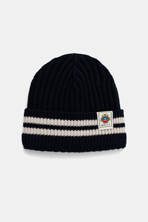 Bally czapka wełniana kolor granatowy WHA02D